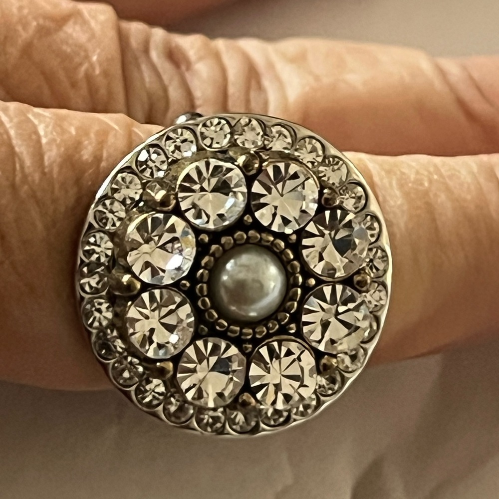 Silver and Gold Crystal Rhinestone Stretch Ring